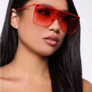 Fashion Nova Fuel To The Fire Sunglasses Red Shield OS